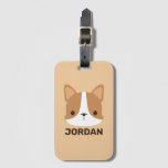 Cute Corgi Dog With Personalized Name  Luggage Tag at Zazzle
