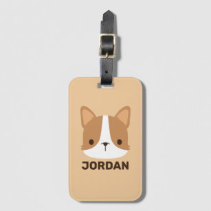 Cute Corgi Dog with Personalized Name  Luggage Tag