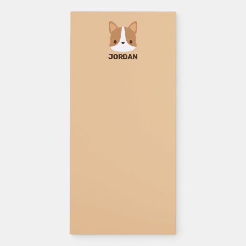 Cute Corgi Dog with Personalized Name Magnetic Notepad