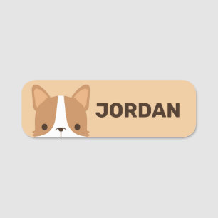 Cute Corgi Dog with Personalized Name Name Tag