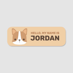 Cute Corgi Dog with Personalized Name Name Tag