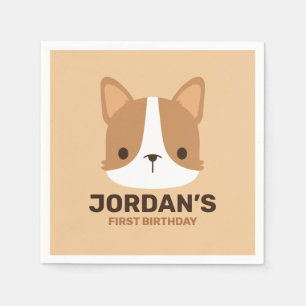 Cute Corgi Dog with Personalized Name Napkins