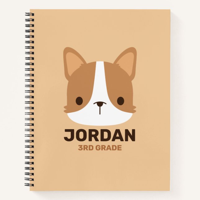 Cute Corgi Dog with Personalized Name Notebook (Front)