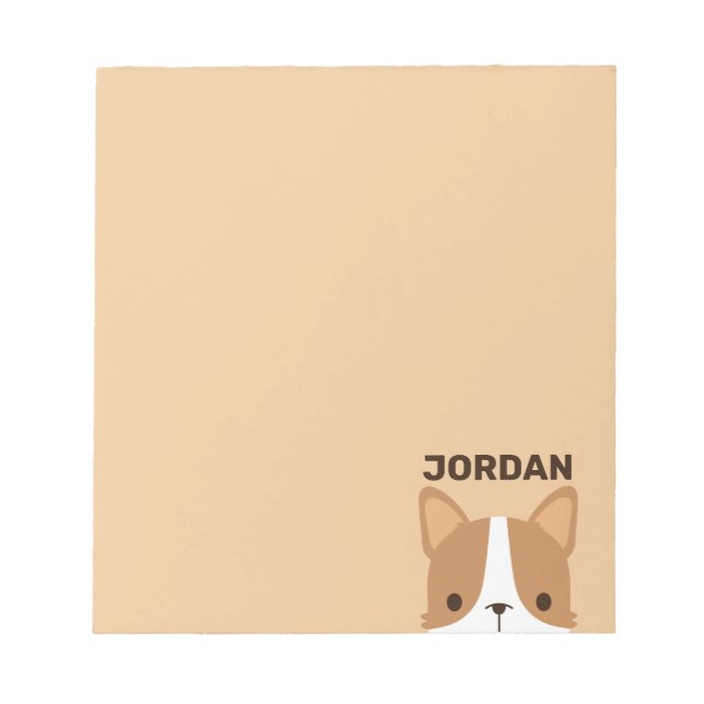 Cute Corgi Dog with Personalized Name Notepad (Front)