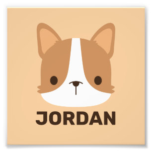 Cute Corgi Dog with Personalized Name Photo Print