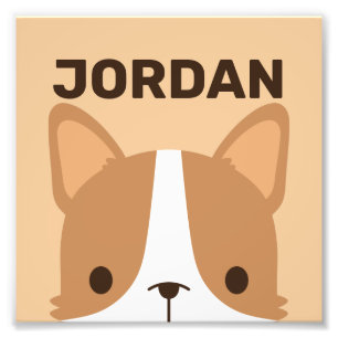 Cute Corgi Dog with Personalized Name Photo Print