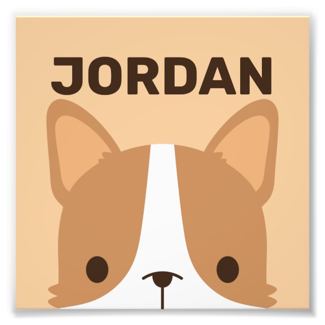 Cute Corgi Dog with Personalized Name Photo Print (Front)