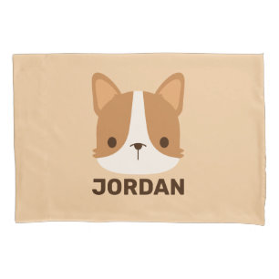 Cute Corgi Dog with Personalized Name Pillow Case