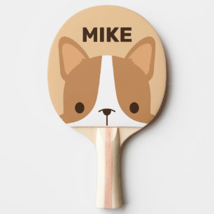 Cute Corgi Dog with Personalized Name Ping Pong Paddle