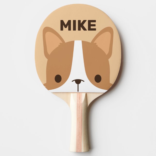 Cute Corgi Dog with Personalized Name Ping Pong Paddle (Front)