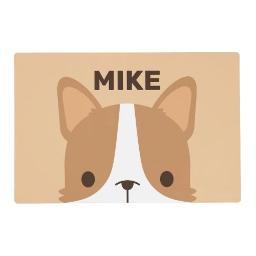 Cute Corgi Dog with Personalized Name Placemat