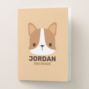 Cute Corgi Dog with Personalized Name Pocket Folder