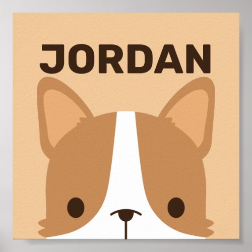 Cute Corgi Dog with Personalized Name Poster