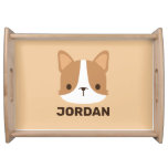 Cute Corgi Dog With Personalized Name Serving Tray at Zazzle