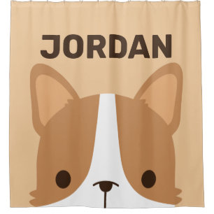 Cute Corgi Dog with Personalized Name Shower Curtain