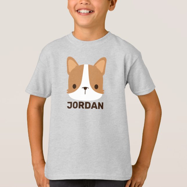Cute Corgi Dog with Personalized Name  T-Shirt (Front)