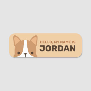 Cute Corgi Dog with Personalized Name Tag