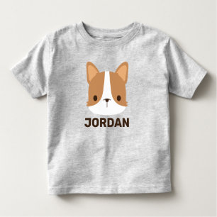Cute Corgi Dog with Personalized Name Toddler T-shirt
