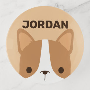 Cute Corgi Dog with Personalized Name Trinket Tray