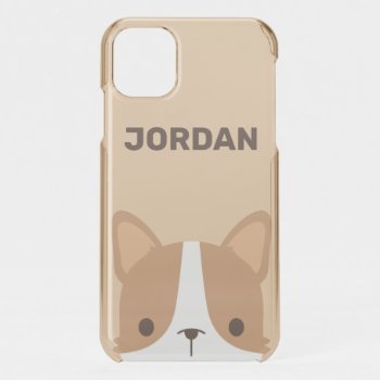 Cute Corgi Dog With Personalized Name Iphone 11 Case by chingchingstudio at Zazzle
