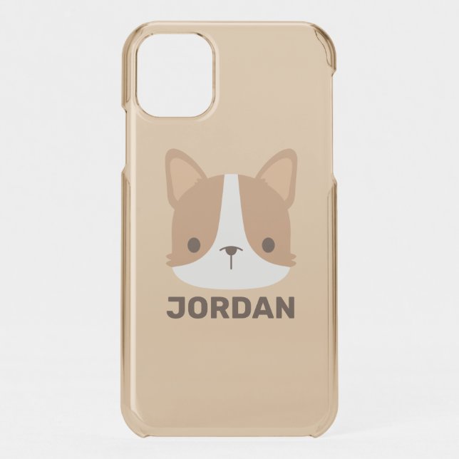 Cute Corgi Dog with Personalized Name Uncommon iPhone Case (Back)