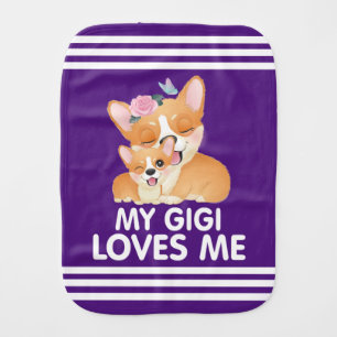 Cute Corgi Dogs - My Gigi Loves Me Baby Burp Cloth