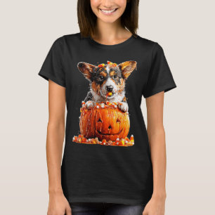 Cute Corgi Dripping Pumpkin Candy Corn Halloween T-Shirt