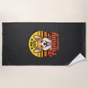 Cute Corgi Family Member Dog Lover Beach Towel