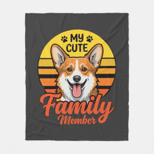 Cute Corgi Family Member Dog Lover Fleece Blanket