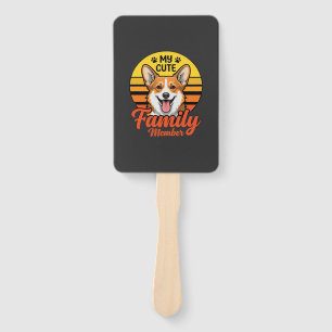 Cute Corgi Family Member Dog Lover Hand Fan