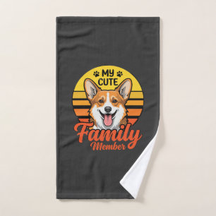 Cute Corgi Family Member Dog Lover Hand Towel