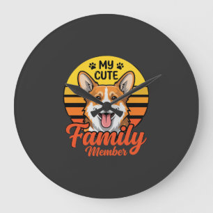 Cute Corgi Family Member Dog Lover Large Clock
