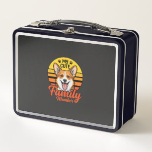 Cute Corgi Family Member Dog Lover Metal Lunch Box