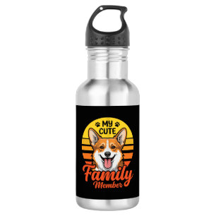 Cute Corgi Family Member Dog Lover Stainless Steel Water Bottle