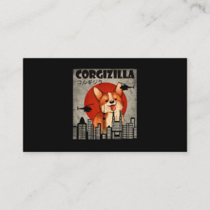 Cute Corgi Funny CorgiZilla Japanese Style 232 Business Card