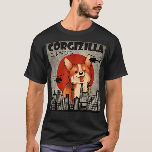 Cute Corgi  Funny CorgiZilla  Japanese Style T_Shirt