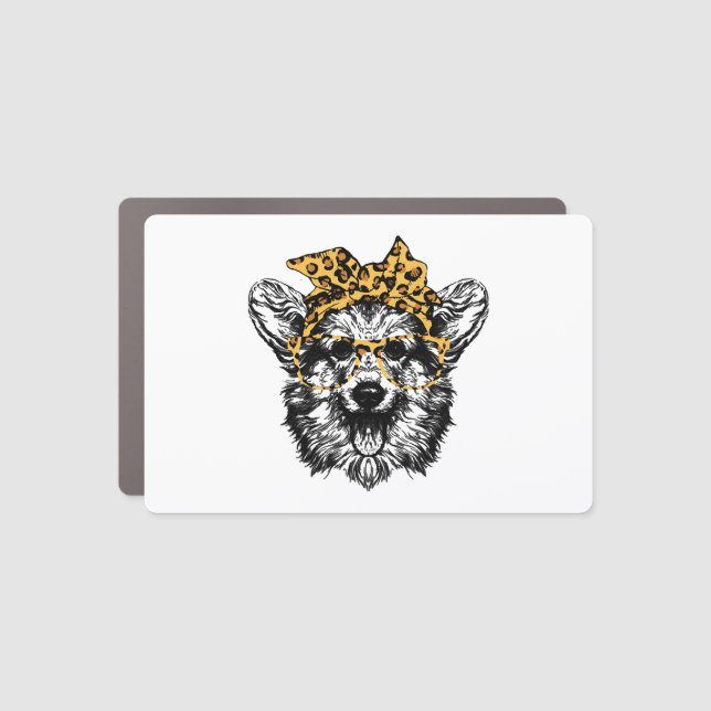 Cute Corgi Funny Dog Lover Gift Car Magnet (Front)