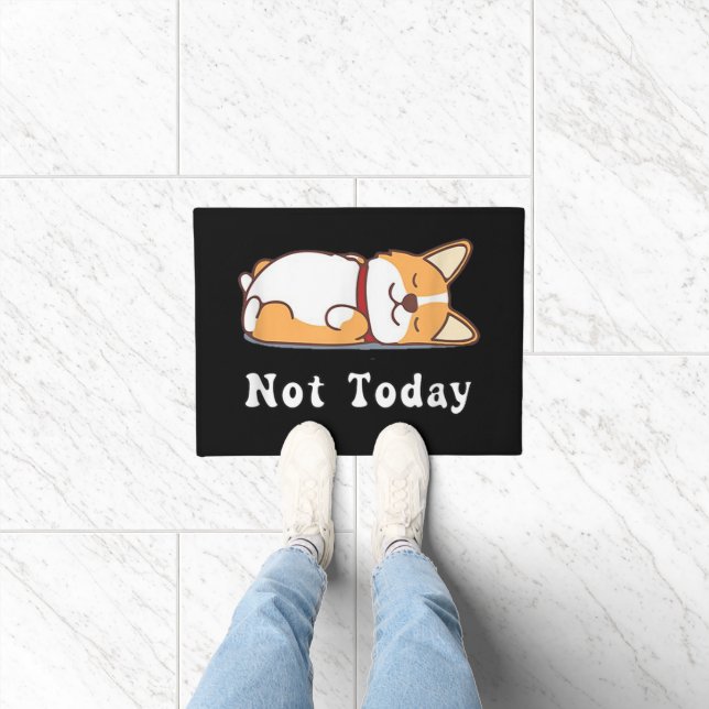 Cute Corgi Gift Funny Dog Lover Not Today Lazy  Doormat (Indoor)