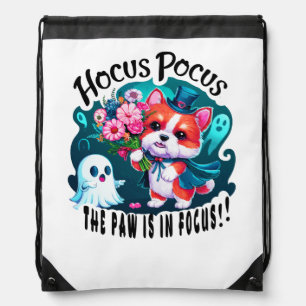 Cute Corgi Halloween Art: Hocus Pocus Theme Design Drawstring Bag