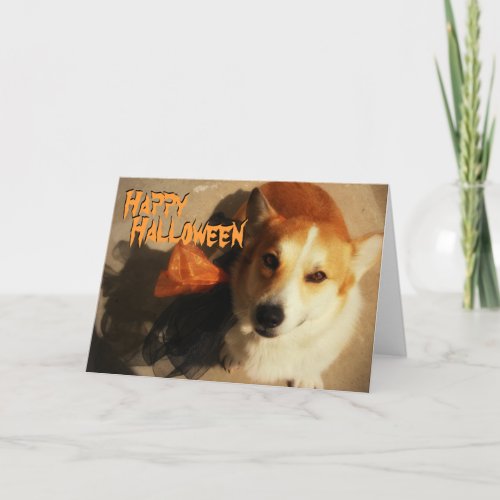 Cute Corgi Halloween Card