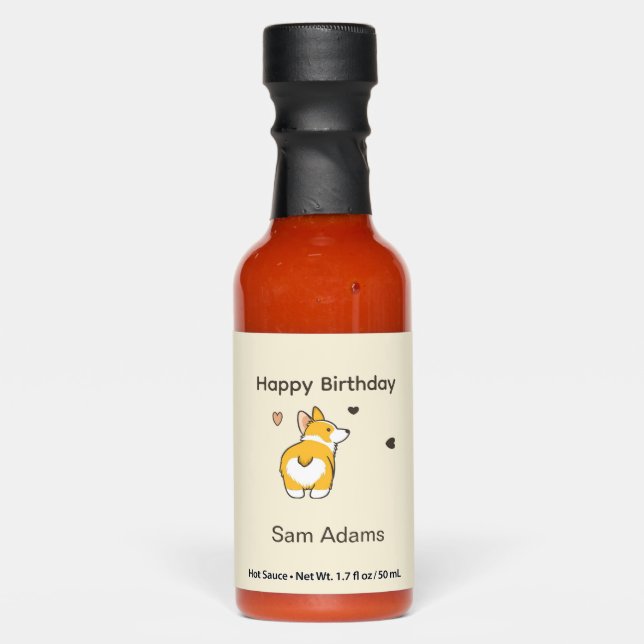 Cute corgi happy birthday hot sauces (Front)