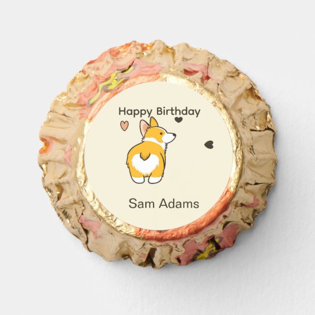 Cute corgi happy birthday reese's peanut butter cups (Front)