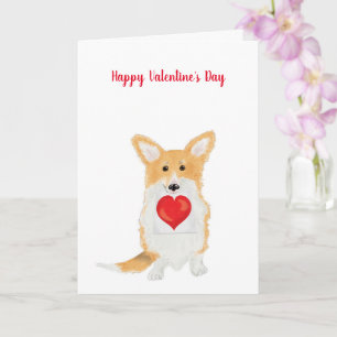 Cute corgi 'Happy Valentine's Day' red heart card