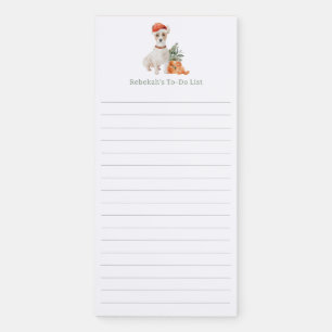 Cute Corgi Holiday Watercolor Personalized Magnetic Notepad