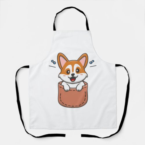 Cute Corgi In Pocket Funny Corgi Crazy Dog Lover T Apron