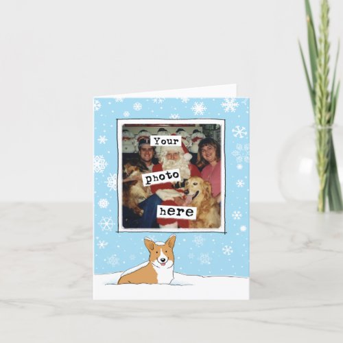 Cute Corgi in the Snow _ Your Photo Christmas Holiday Card