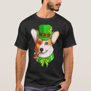 Cute Corgi Irish Pub Clover Lover St Patrick's Day T-Shirt