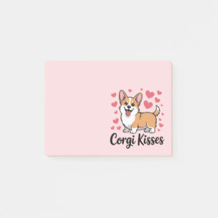 Cute Corgi Kisses Mom Pink Hearts Puppy Dog Lover Post-it Notes