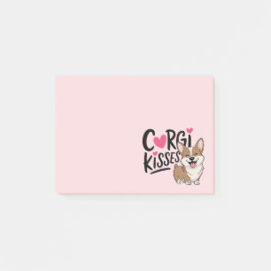 Cute Corgi Kisses Mom Pink Hearts Puppy Dog Lover Post-it Notes