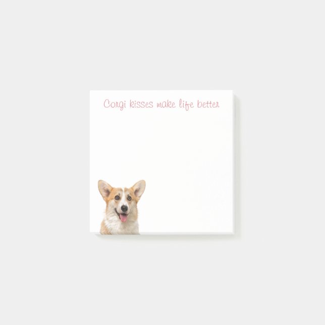 Cute Corgi Kisses Puppy Dog Lover Post-it Notes (Front)